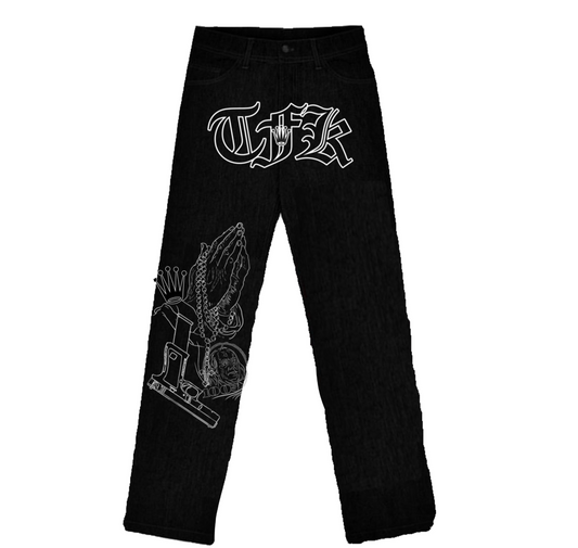 Blk flocker jeans