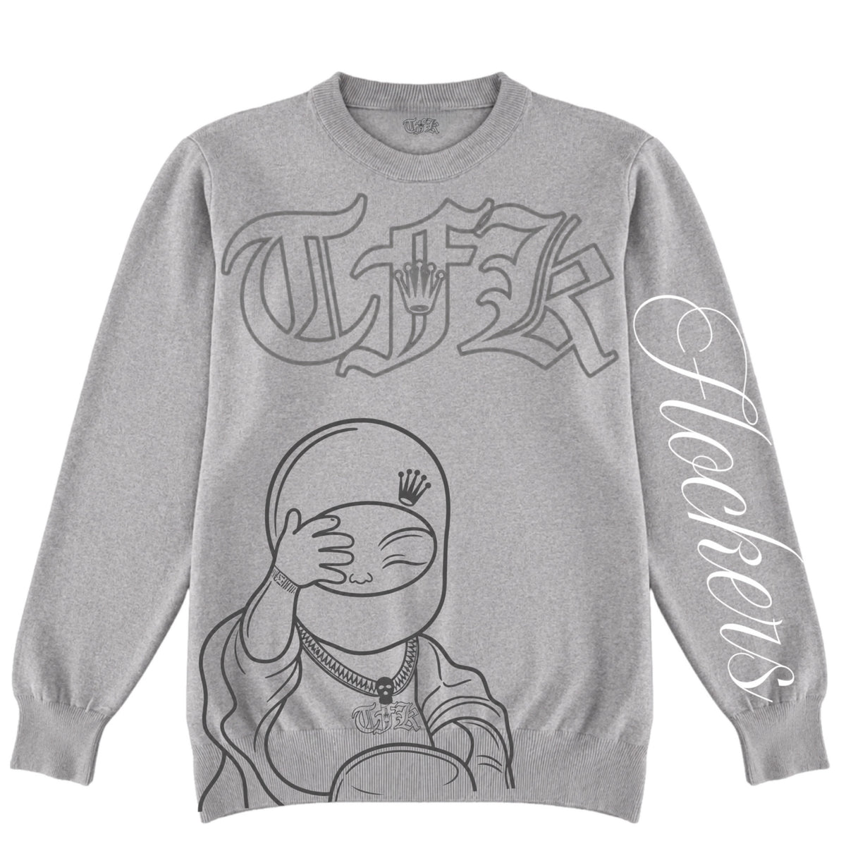 Grey-Buddha Flocker crew neck