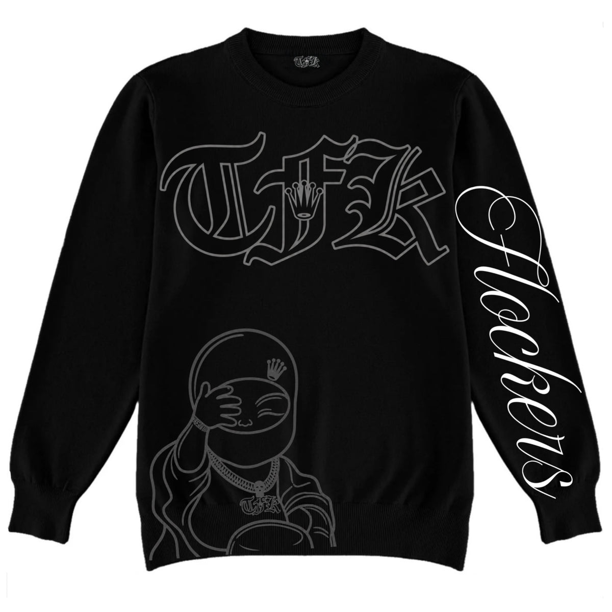Blk-Buddha Flocker Crewneck