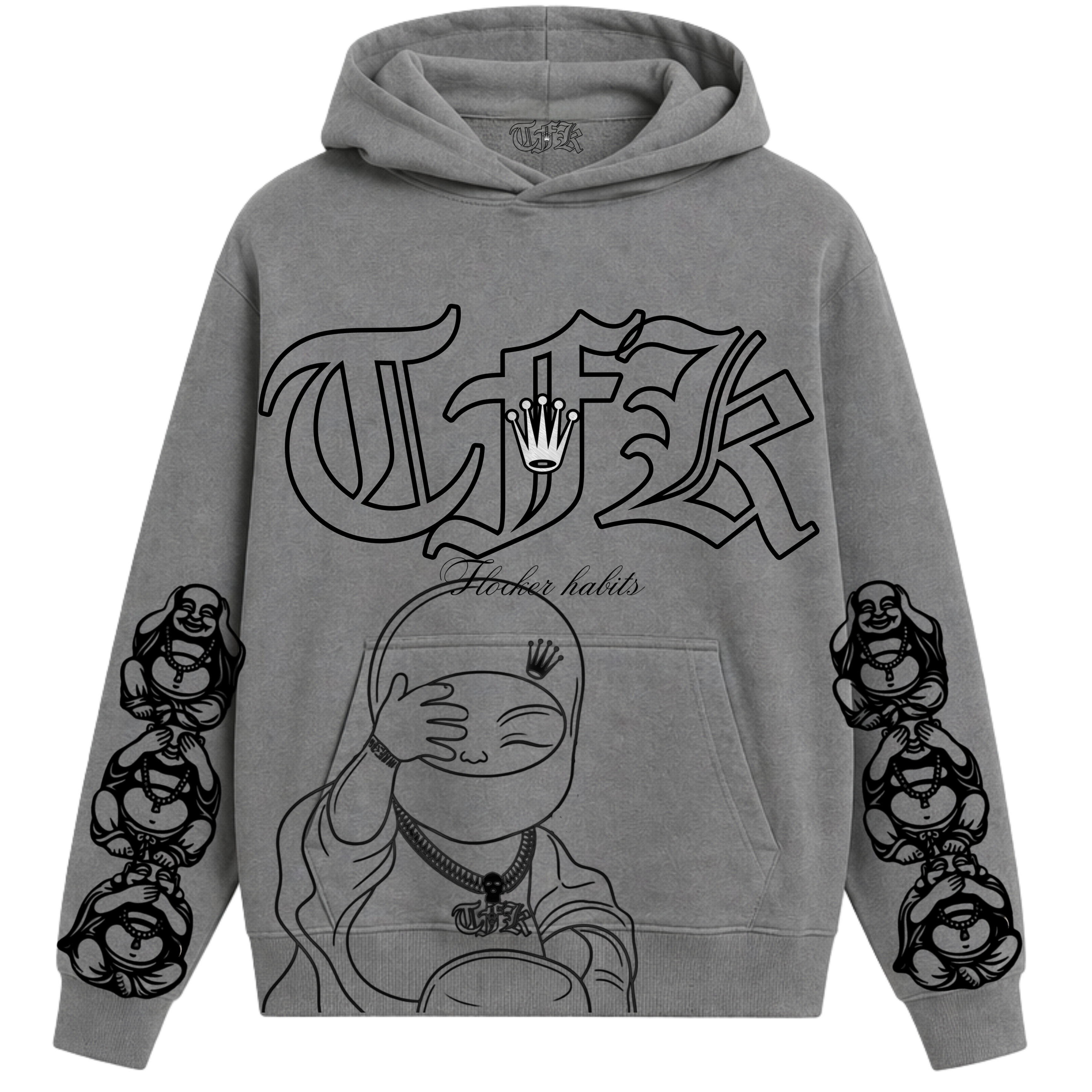 Grey-Buddha hoodie